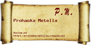 Prohaska Metella névjegykártya